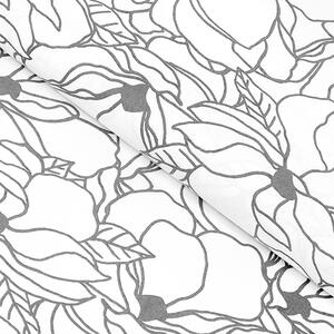 Goldea płótno bawełniane simona - ciemnoszare kwiaty na białym - szer. 145cm 145 cm