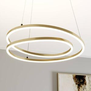 Lampa wisząca Davian Lindby, możliwość ściemniania, mosiężny / złoty, salon / jadalnia, aluminium, nowoczesny