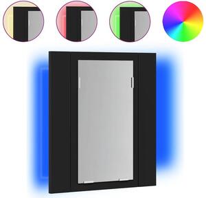 Szafka łazienkowa z lustrem i LED, czarna, 40x12x45 cm, akryl