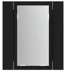 Szafka łazienkowa z lustrem i LED, czarna, 40x12x45 cm, akryl