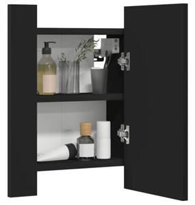 Szafka łazienkowa z lustrem i LED, czarna, 40x12x45 cm, akryl