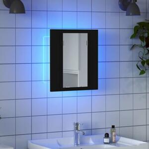 Szafka łazienkowa z lustrem i LED, czarna, 40x12x45 cm, akryl