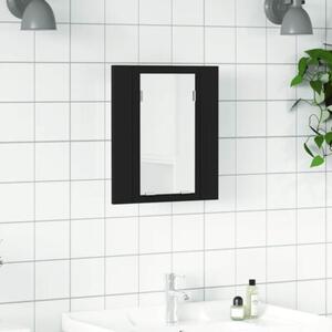 Szafka łazienkowa z lustrem i LED, czarna, 40x12x45 cm, akryl