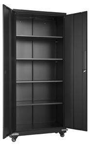 Szafka metalowa SucceBuy, wysoko 184,5 cm, z 4 regulowanymi pókami, 2 drzwiami na magnesy i 2 kluczami, idealna do przechowywania narzdzi w spiarni, magazynie, piwnicy lub biurze