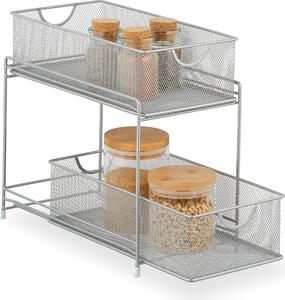 Organizer kuchenny z 2 wysuwanymi koszami RD47539, srebrny