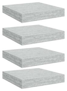 Półki ścienne, 4 szt., szarość betonu, 23 x 23,5 x 3,8 cm, mdf