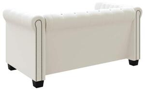 Sofa 2-osobowa w stylu chesterfield, sztuczna skÃ³ra, biaÅa