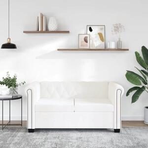 Sofa 2-osobowa w stylu chesterfield, sztuczna skÃ³ra, biaÅa