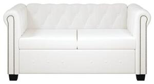 Sofa 2-osobowa w stylu chesterfield, sztuczna skÃ³ra, biaÅa