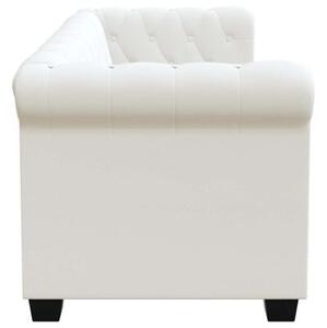 Sofa 2-osobowa w stylu chesterfield, sztuczna skÃ³ra, biaÅa