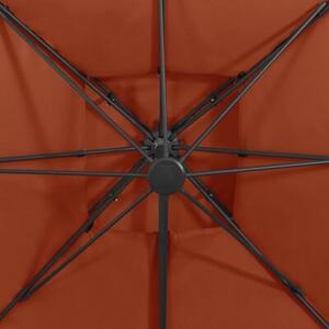 Parasol wiszący z podwójną czaszą, 300x300 cm, terakota