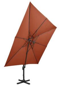 Parasol wiszący z podwójną czaszą, 300x300 cm, terakota