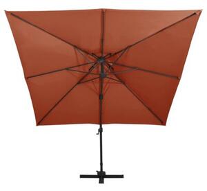 Parasol wiszący z podwójną czaszą, 300x300 cm, terakota