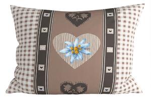 Polibawełniana poszewka na poduszkę HEART RETRO POLY 70x90 cm, brązowa