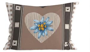 Polibawełniana poszewka na poduszkę HEART RETRO POLY 50x70 cm, brązowy