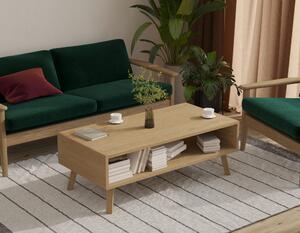 Drewniany stolik kawowy 120x60 cm z dużą półką