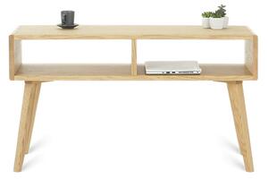Stolik kawowy minimalistyczny 2 półki zaokrąglone boki z litego drewna