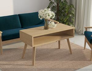 Stolik kawowy drewniany prostokątny z półką w stylu skandynawskim