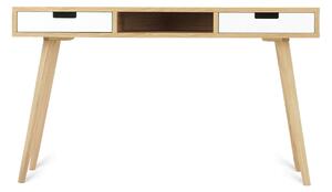 Duże biurko loftowe 130 cm z dwiema białymi szufladami i półką