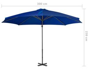 Parasol wiszący z aluminiowym słupkiem, 300 cm, niebieski