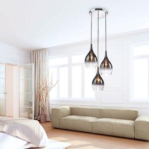 Paul Neuhaus Lampa wisząca Pilua, możliwość ściemniania, aluminiowy / szary / cynkowy, salon / jadalnia, szkło, nowoczesny