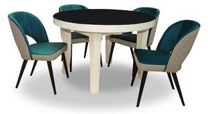 ZESTAW MEBLI: Stół okrągły Kloze 100 + 40 cm + 4 krzesła KW 112 Pepitka