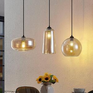 Lampa wisząca szklana Wilja Lucande, możliwość ściemniania, kremowy / amber, salon / jadalnia, szkło, vintage