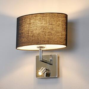 Lucande kinkiet Karla, czarny, 30cm, lampka do czytania LED, E27