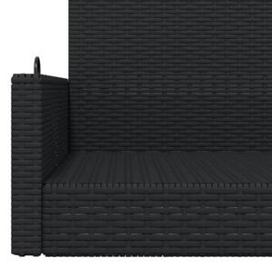 Ławka bujana, czarna, 119x56x48 cm, polirattan