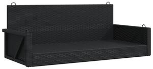 Ławka bujana, czarna, 119x56x48 cm, polirattan