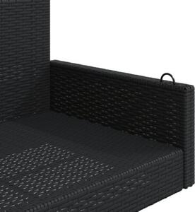 Ławka bujana, czarna, 119x56x48 cm, polirattan