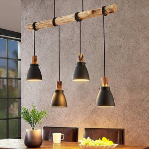 Lampa wisząca Lindby Trebale, E14, Ø 15 cm, 4-punktowa, drewno