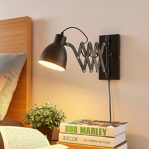 Lindby Lampa ścienna Merle, czarna, 60 cm, lampka do czytania, wysuwana