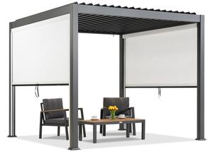 Pergola tarasowa wolnostojąca Lagos 3x3 z roletami na dwa boki Garden Point antracytowo - biała