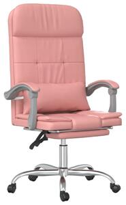 Rozkładane, masujące krzesło biurowe, różowe, sztuczna skóra