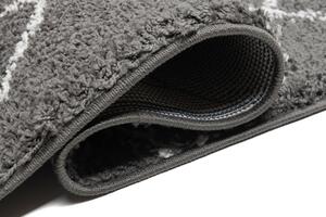 Szary chodnik dywanowy shaggy w kratkę - Befi 4X