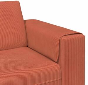 Nowoczesna sofa w ksztaÅcie u z sztruksowym obiciem - czerwono-pomaraÅczowa, dla 4 osÃ³b