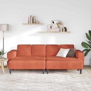 Nowoczesna sofa w ksztaÅcie u z sztruksowym obiciem - czerwono-pomaraÅczowa, dla 4 osÃ³b