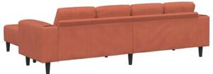 Nowoczesna sofa w ksztaÅcie u z sztruksowym obiciem - czerwono-pomaraÅczowa, dla 4 osÃ³b