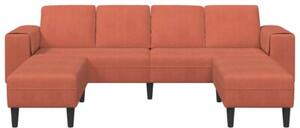 Nowoczesna sofa w ksztaÅcie u z sztruksowym obiciem - czerwono-pomaraÅczowa, dla 4 osÃ³b