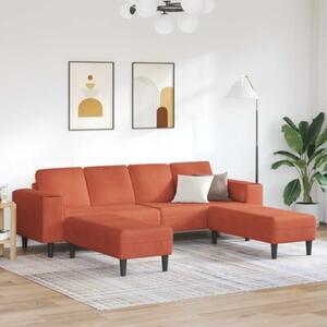 Nowoczesna sofa w ksztaÅcie u z sztruksowym obiciem - czerwono-pomaraÅczowa, dla 4 osÃ³b