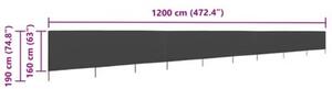 Parawan 9-skrzydłowy z tkaniny, 1200x160 cm, antracytowy