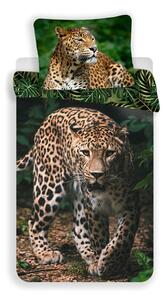 Bawełniana pościel dziecięca jednoosobowa 140x200 cm Leopard "Green" – Jerry Fabrics