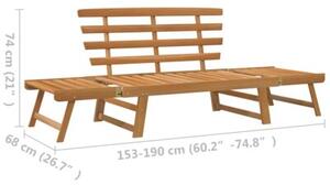 Ławka ogrodowa, 2-w-1, 190 cm, lite drewno akacjowe