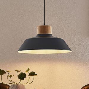 Lindby Lampa wisząca Nefeli, Ø 42 cm, czarny, drewno, metal