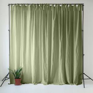 Jasnozielona lniana zasłona 140x170 cm Sage – Linen Tales
