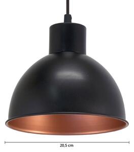 EGLO Czarna lampa wisząca ANDRIN - miedziane wnętrze