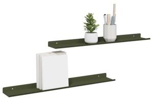 Wisząca półka z matowej stali w kolorze oliwkowym 60x9x2,5 cm