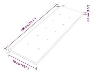 Ławka batavia z czarna poduszką, 150 cm, lite drewno tekowe