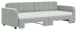 Sofa rozsuwana z materacami, jasnoszara, 80x200 cm, aksamit